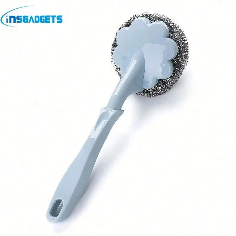 

Multifunction kitchen cleaning brush H0P8Y pot wash brush with long handle, Blue, green, purple, beige