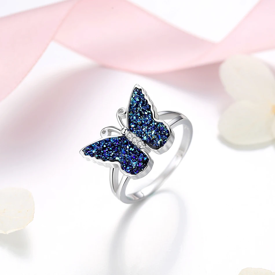 

Simple Design 925 Sterling Silver Butterfly Rings Engagement Finger Rings Cubic Zircon Ring For Women