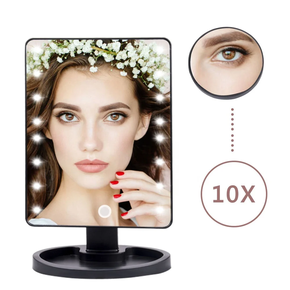 

White 4In 1 Magnification 10X Intelligent Tri-Fold Led Make-Up Mirror With 21 Led Light Mirror