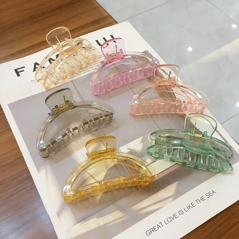 

JUHU 2021 candy color clear cross fan shape fashion cross girls summer hair accessories jewelry gifts wholesale, Colorful