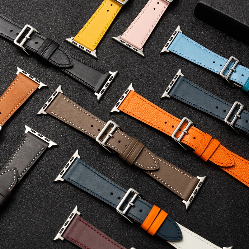 

Drop shipping Trending Hot Products Double color Genuine Leather Bands for Apple Watch Strap for iwatch 7 6 5 4 se