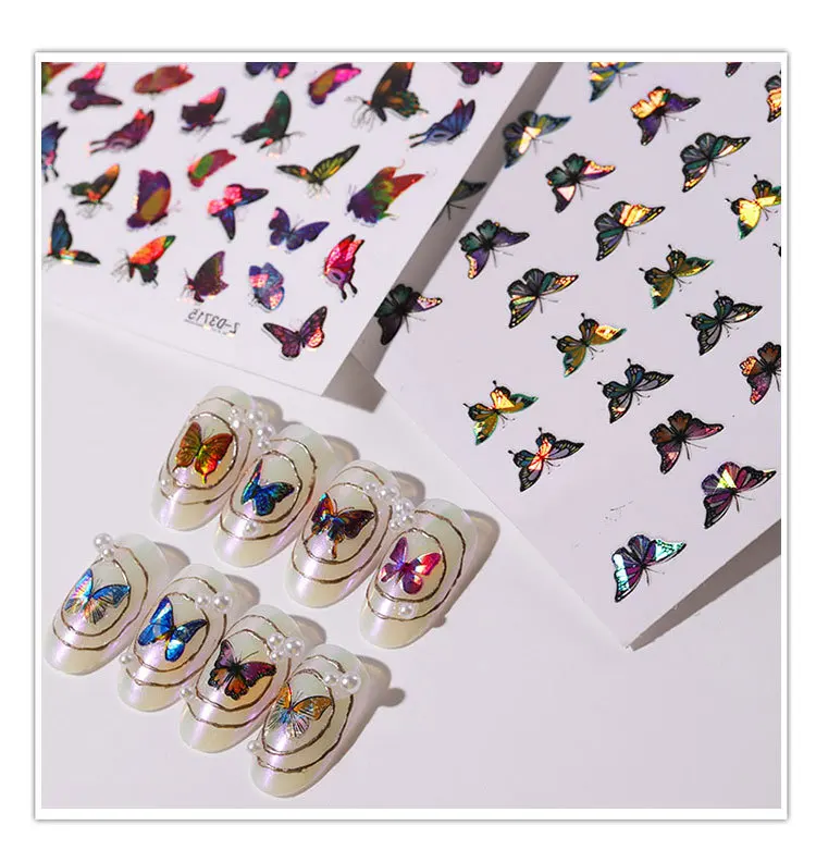 

Adhesive Nail popular wholesale custom butterfly designers 3D Nail Stickers for Fingernails Toenails Nail Tips, Colorful