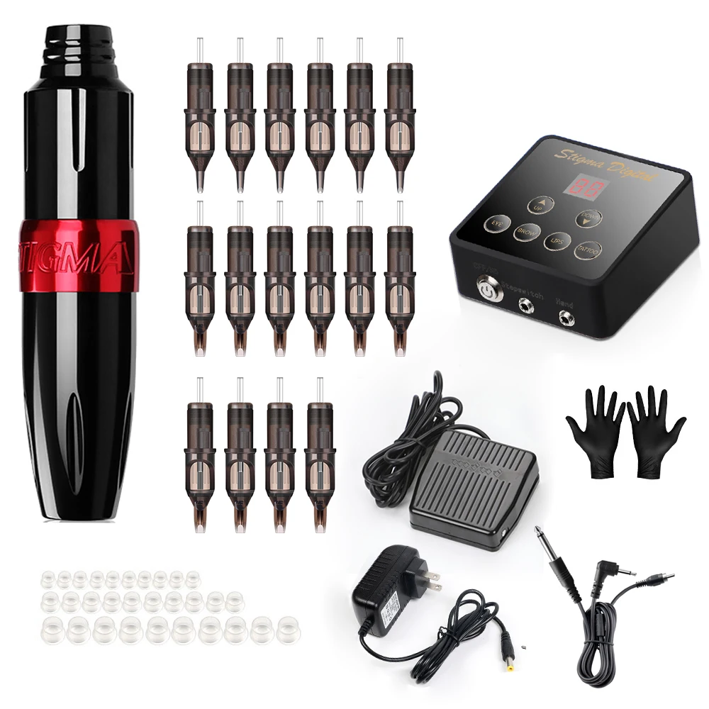 

Professional complete motor new tattoo machine pen set equipment, Black
