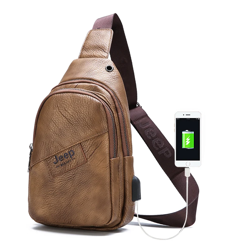 

Laulyjoey Chest bag Fashion microfiber leather sling bag messenger crossbody man bag with USB charing, Accept customized