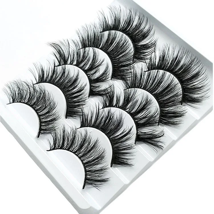 

5 pairs 20mm long thick lashes 5 pack mixed types fake false eyelashes, Black