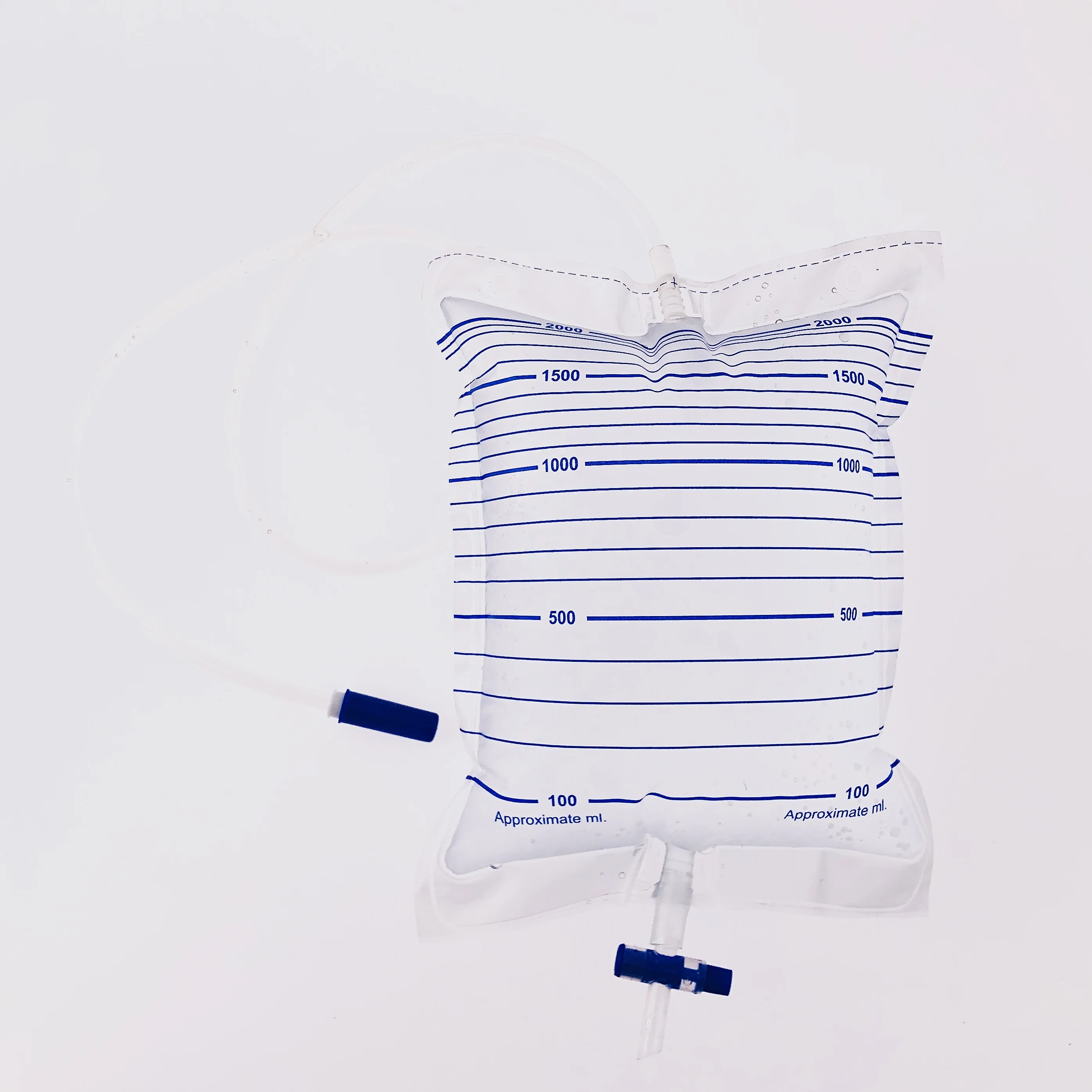
Greatcare Medical urinary drain bag with T valve transparent films 2000ml urine bag 