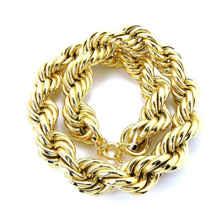 

20mm/25mm/30mm Giant Chain Necklace Hip Hop Twisted Long Necklace Hollow Dookie Rope Chain, Gold