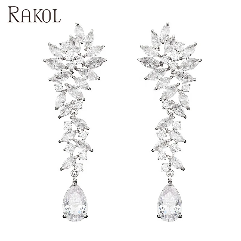 

RAKOL EP2417 Dangle waterdrop earrings 2020 gold stud cubic zirconia earrings luxury jewelry, Picture shows