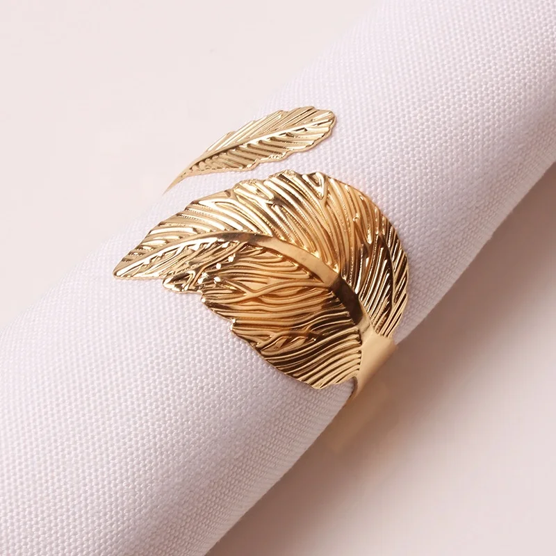 

Metal Leaf Napkin Ring Leaves Napkin Rings for Wedding Party Holiday Table Setting