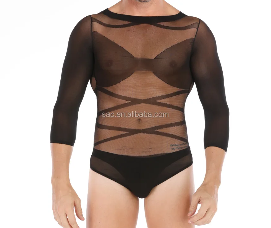 Transparent Sexy Intimates Mesh Bodysuit Long Sleeve Jumpsuit