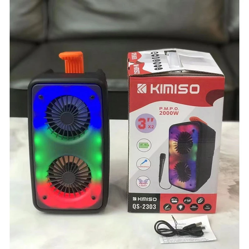 

QS-2303 Factory Wholesale Loudspeaker KIMISO Dual 3 Inch Horn Speaker Small Good Quality Speaker With Coloured Lights