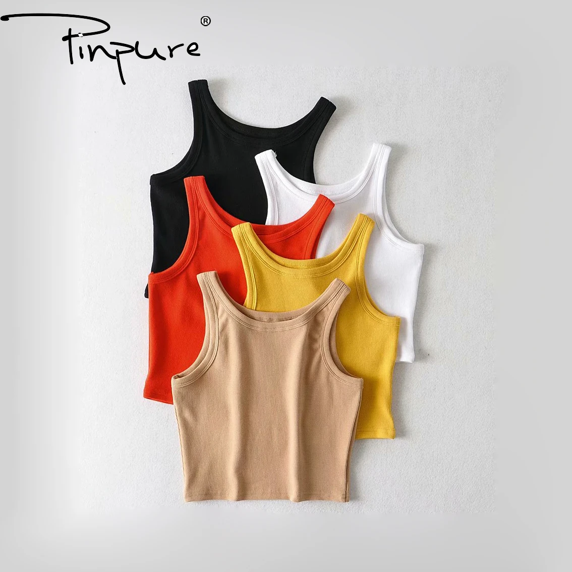 

R51013S 2020 Fashion pure color blogger with the same narrow shoulder strapless vest top, As picture