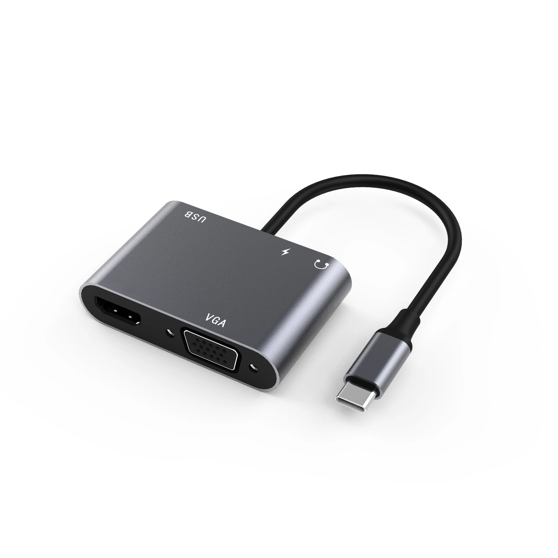

HC-11 type-c adapter 5 in 1 type-c to hdtv vga usb otg adapter usb-c hub for laptop mobile phones, Grey