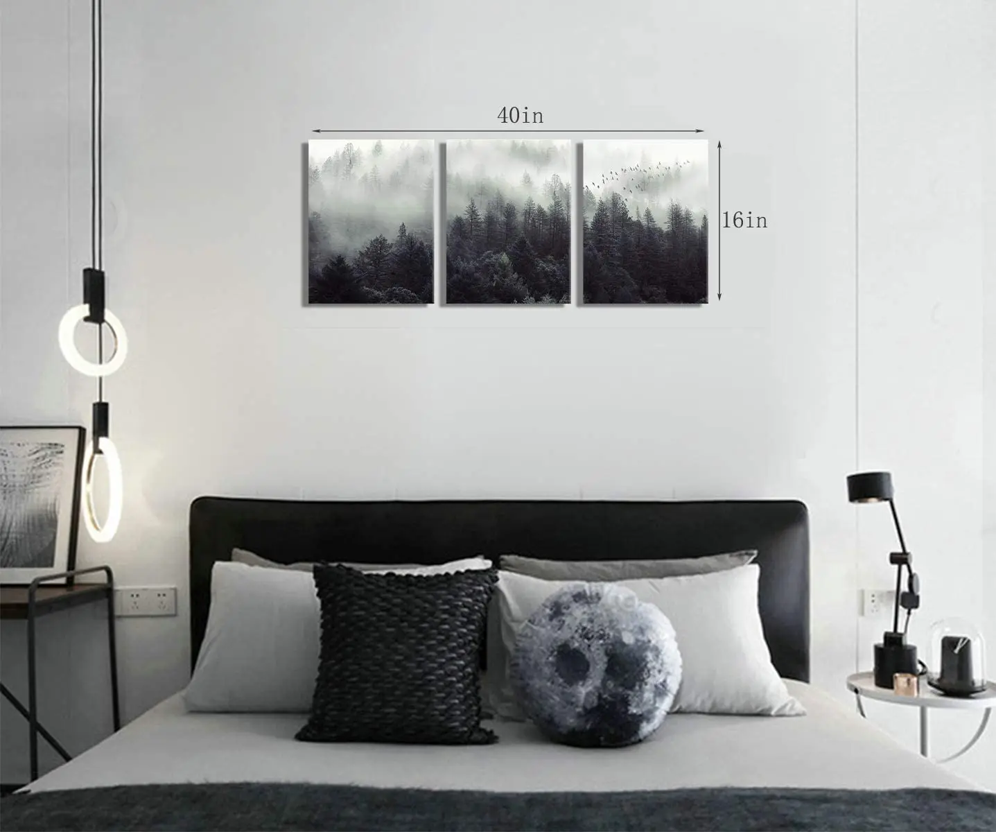 

Simple abstract mountain view oil painting art oil painting wall decoration, Black white and blue