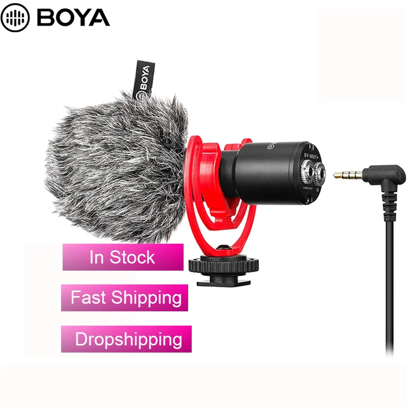 

BOYA MM1+ Vlog Video Record Microphone Wireless Super-Cardioid Condenser for iphone Android DSLR Smartphone Pocket Youtube