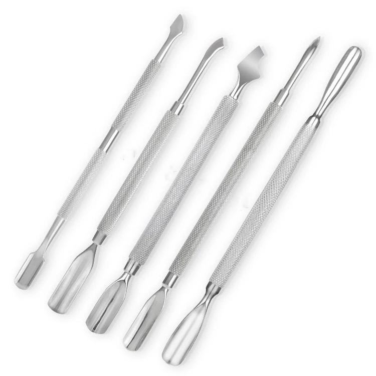 

OEM Custom Logo Stainless Steel Manicure Remover Dual End Nail Cuticle Pusher