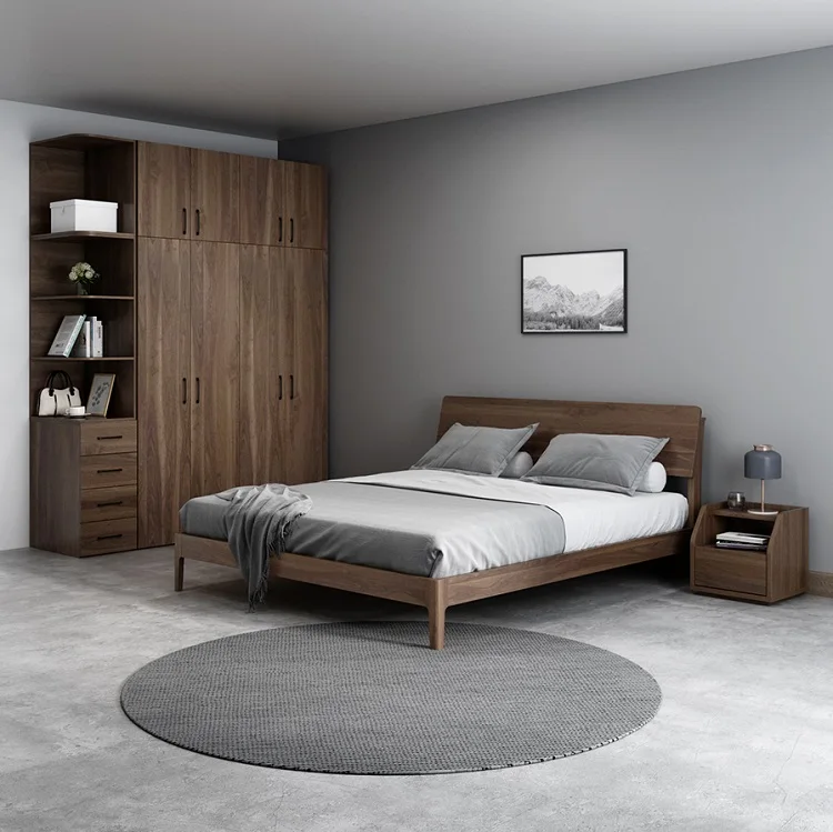 iFamy MDF walnut 4 openning wardrobe bedroom furniture wooden multifunction cabinet