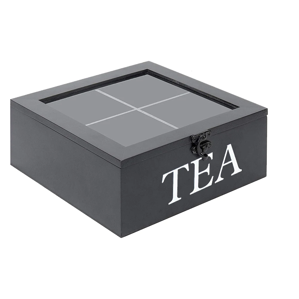 

Wooden Tea Box Tea Bag Storage Holder Organizer for Kitchen Cabinets
