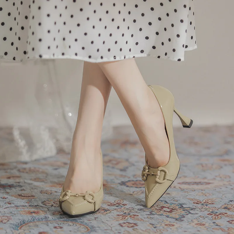 

Women Cinderella High Heel Pumps Princess Stilettos Shoes For Party Nigh Club Green White Leather Plus Size 43 34 47, Beige,green