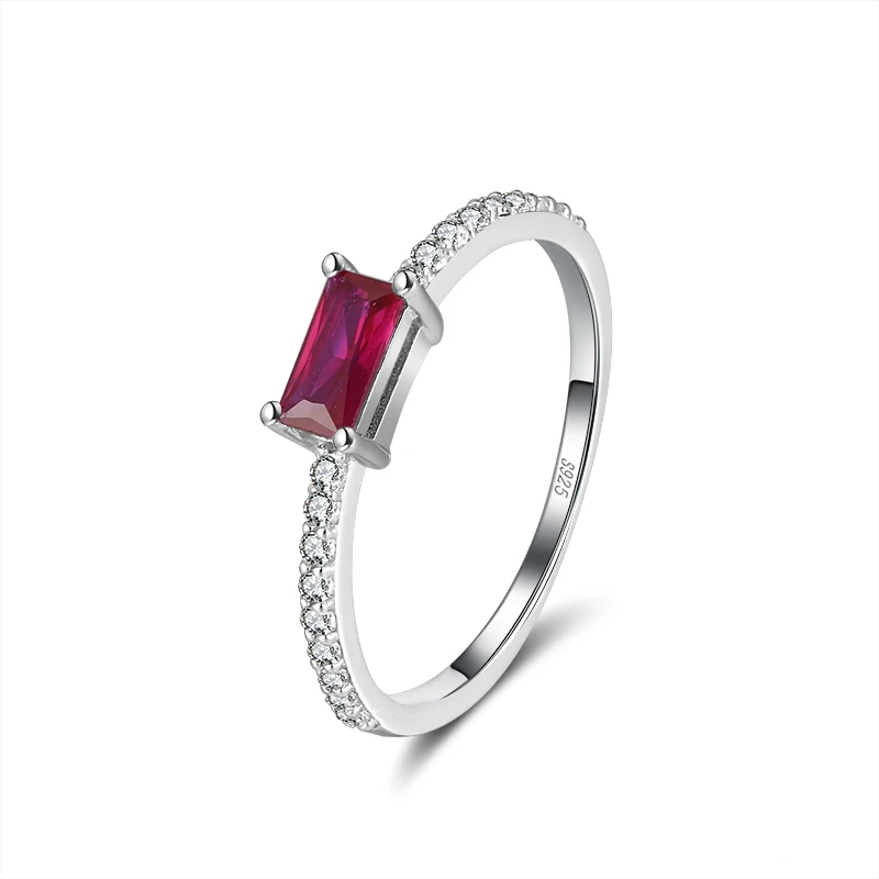 

RINNTIN SR169 Diamond women Jewellery 925 Sterling Sliver Red Zircon Rings