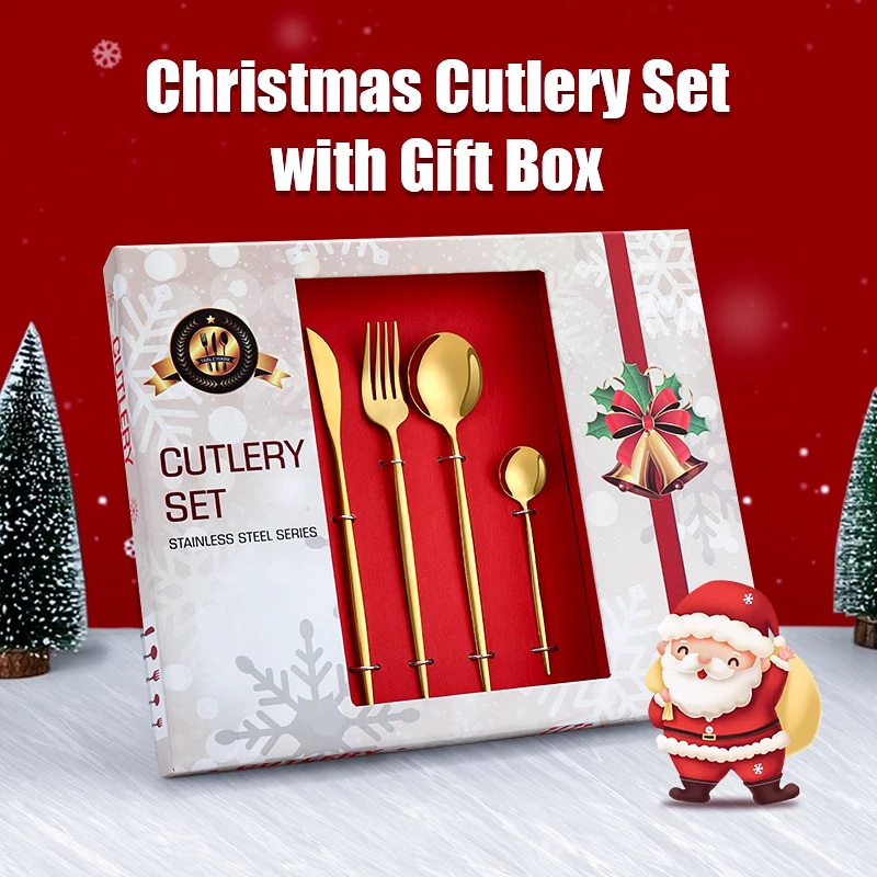 

Hot Selling Christmas Gift Custom 24Pcs Cutlery Box Luxury Party Stainless Steel Golden Cutlery Flatware, Sliver/gold/rose gold/white gold/green gpld