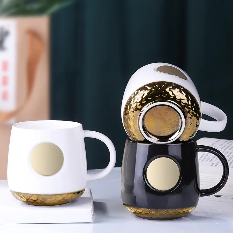 

New Ceramic Cup Black and White Bronze Brand Female God Star BA Mug Office Coffee Cup Water Cup Custom Logo
