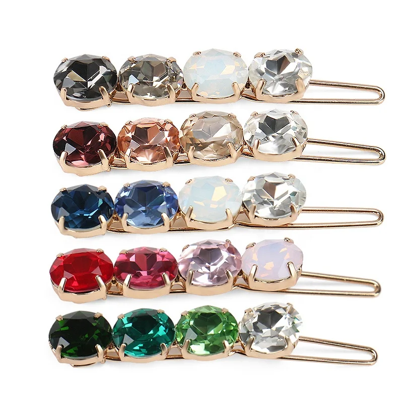 Premium Rhinestone Hair Clip Women Fashion Alloy Hairpin with Crystal Custom Multi Color Crystal Hair Pins