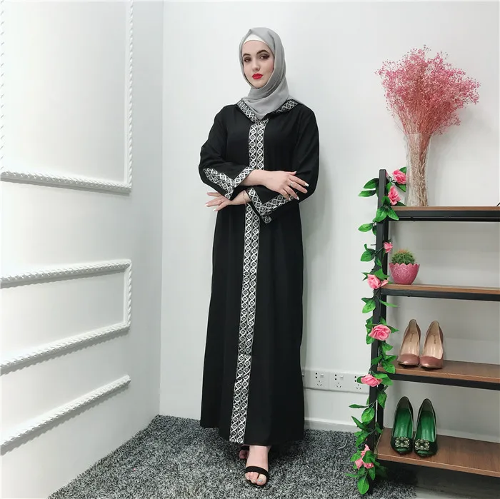 

New islamic clothing abaya coat womens black open front abaya with hood muslim dress