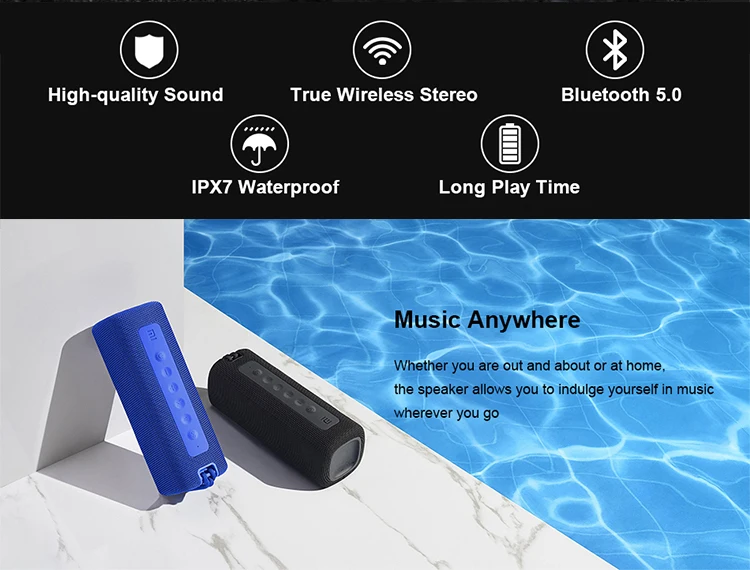 Xiaomi Mi Portable Bluetoth Speaker Outdoor 16W TWS Connection High Quality Sound IPX7 Waterproof 13 hours playtime Mi Speaker - ANKUX.COM