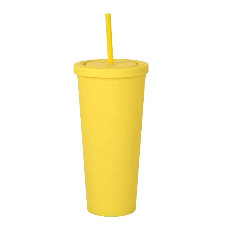 

2021 vasos new arrival yellow matte tumbler with straw and lid BPA free for home and office using Becher, Customized