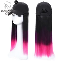 

Black deep purple rose Baseball hat hair wigs long straight hair synthetic hat wigs for women