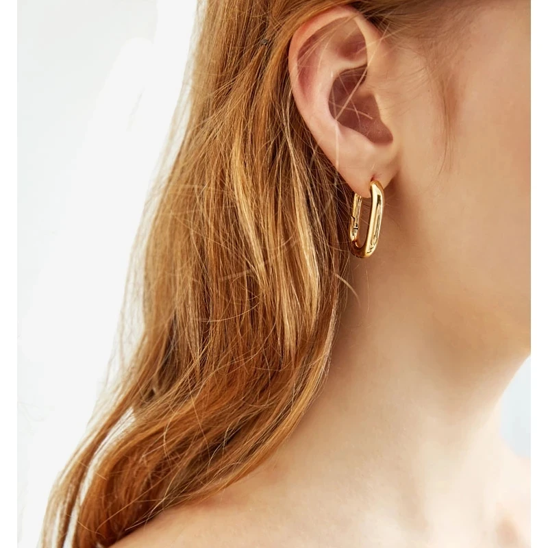 

Copper Hoop Earrings Gold Plated Simple Earrings Twisted Earrings for Women