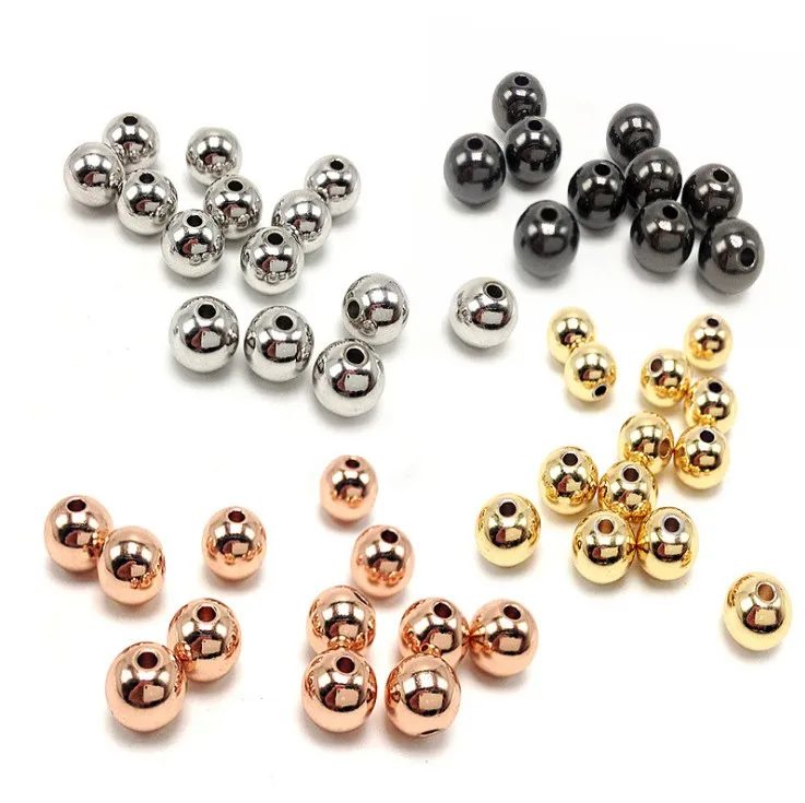 

Stainless steel beads jewelry part 18k gold plated rose gold silver black hole beads customized drilling bead accessories, Silver,gold,rose gold,black and so on