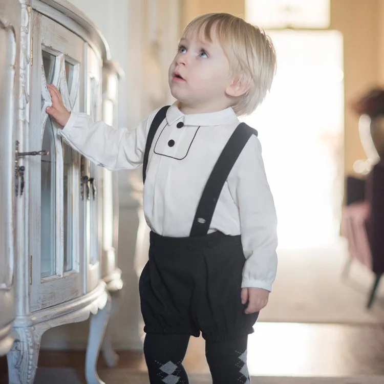 

Spring Wholesale Children Kids Clothes Short Sleeve Baby shirts suit Baby woolen overalls long sleeve shirt children's suit