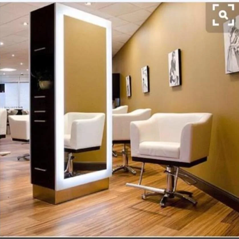 

2022 New Double Sided Hair Salon Station Styling Mirror Barber Shop Mirror With LED Light, Customized color