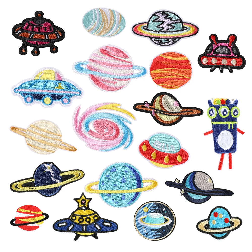 

good quality space celestial body universe theme iron on embroidered patch planet for kids clothing