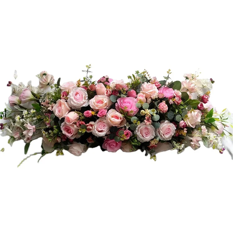 

QSLH-T117 Silk Flower Centerpiece Artificial Flower Table Runner for Wedding Decoration