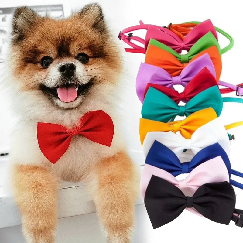 

Pet Dog Cat Necklace Adjustable Strap For Cat Collar Dogs Accessories Pet Dog Bow Tie Puppy Bow Ties Pet Supplies, Customized color