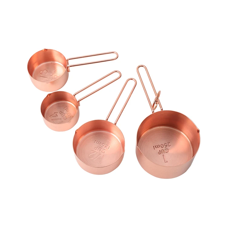 

4PCS High End Sturdy Rose Gold Metal Plated Stainless Steel Measuring Cup Set