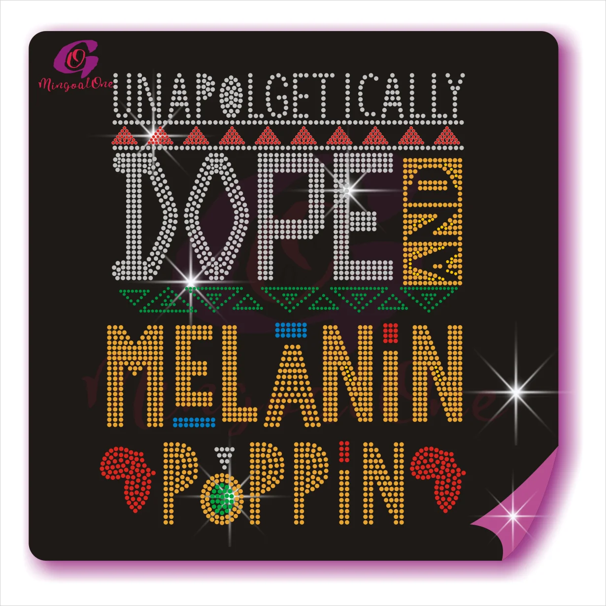 

Popular MELANIN POPPIN Hotfix Rhinestone Transfer Custom Bling Rhinestone Iron On Design, Select from color chart