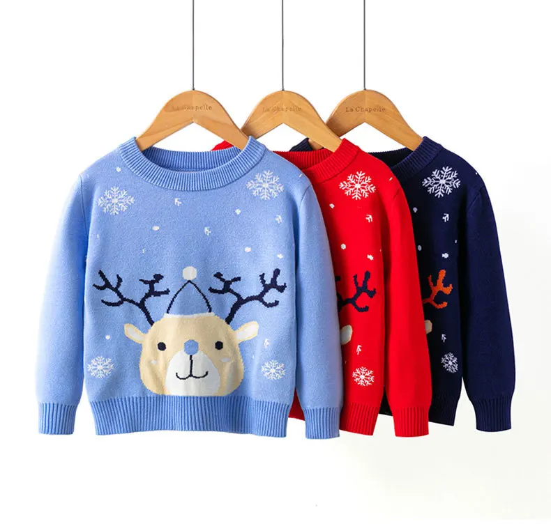 

Boys Lovely Christmas Pullovers Knitted Winter/Autumn Plush Cartoon Sweater Super Keep Warm, 3 colors