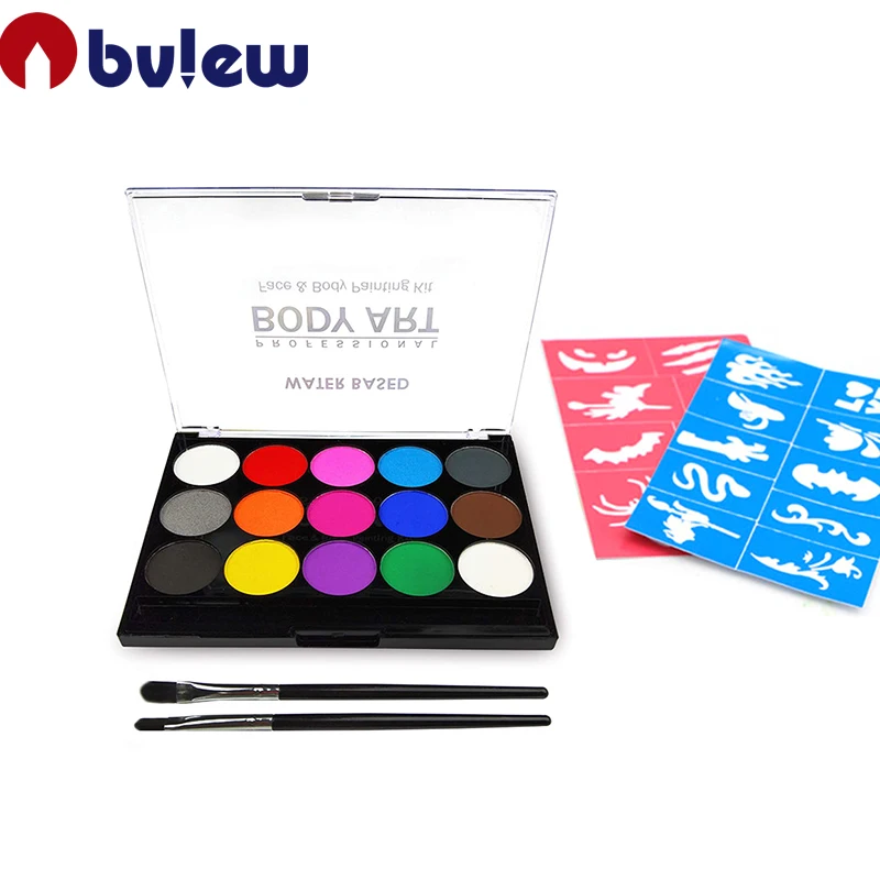 

Bview Art Professional Face Paint Kit With Paint Brush, 15 colors