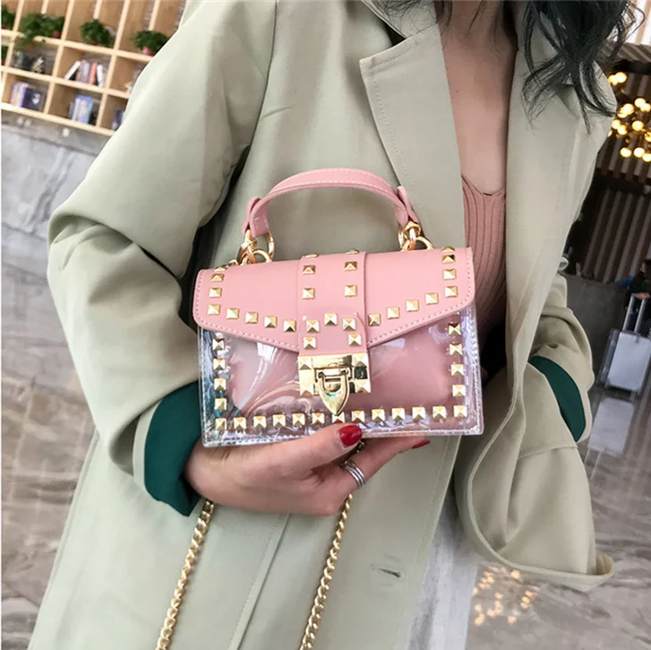 

New 2021 fashion PVC ladies crossbody hand bag transparent handbags for women luxury, Customizable