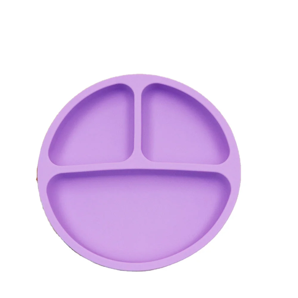 

Safe BPA Free Divided Silicone Suction Toddler Kids Baby Dish Plate, Green/purple/pink/blue/red