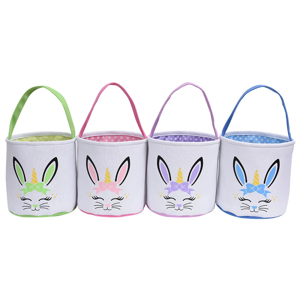 

Wholesale 2024 New multi-color Easter bucket Golden horned Unicorn Easter tote basket Easter decorations