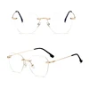 Latest Model Retro Designer Metal Eyeglasses Frames Hexagonal Rimless Anti Blue Light Glasses