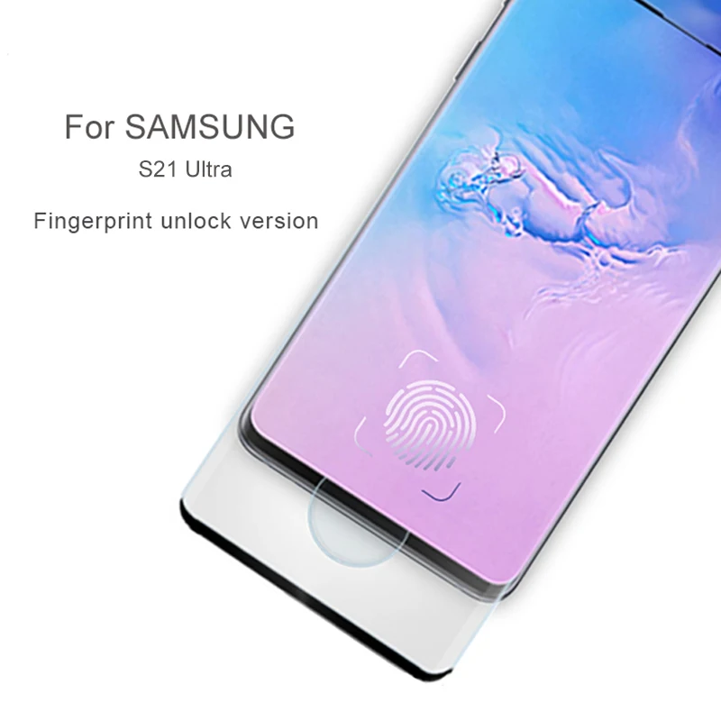 

9H 3D 5D Curved Tempered Glass Sheet For Samsung Galaxy s20 S21 S21 Ultra Screen Protector Film Fingerprint unlocking S21 plus, Black white