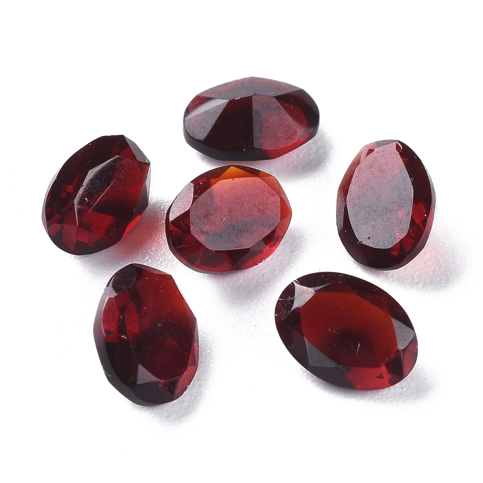 

PandaHall Oval Faceted Pointed Back Natural Garnet Cabochons