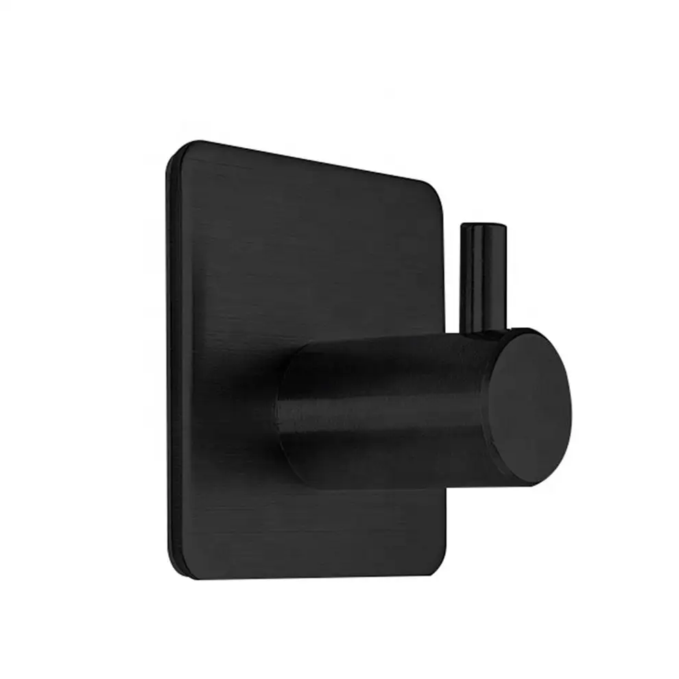 

Self Adhesive Wall Black Robe Hook Stainless Steel Clothes Hangers SUS304 Heavy Duty Coat Bathroom Toilet Towel Hook for Kitchen