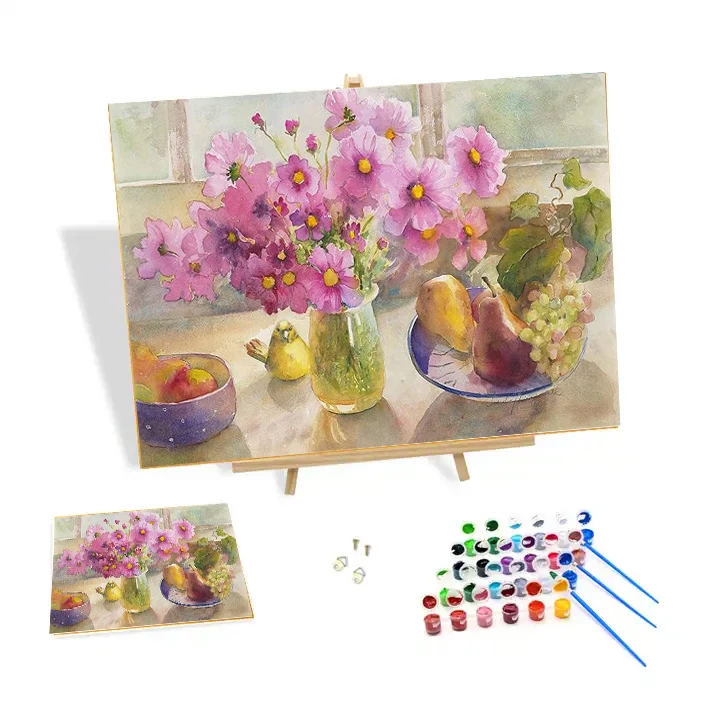 

Wholesale Custom Oil Painting By Numbers Kit Vases and Fruit Bowls DIY Painting By Numbers Modern Art Decor Decoration